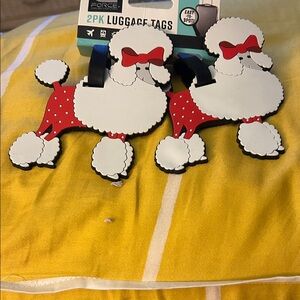 Force1 Red & White Poodle Kids Luggage Tags - 2 Pack
